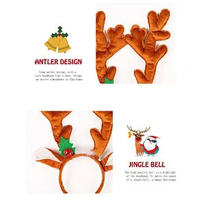 Fashion hot selling Christmas party decoration reindeer headband shaped elfs