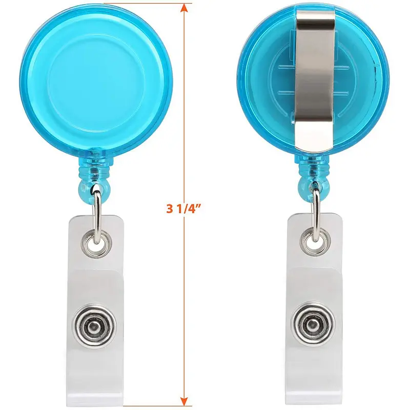Custom logo High quality ABS Plastic Casing Retractable Badge Reels Carabiner Reel Clip On ID holders Keychain