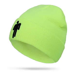 Wholesale Fashion adult custom embroidery logo billie eilish acrylic knitting beanie  winter hats