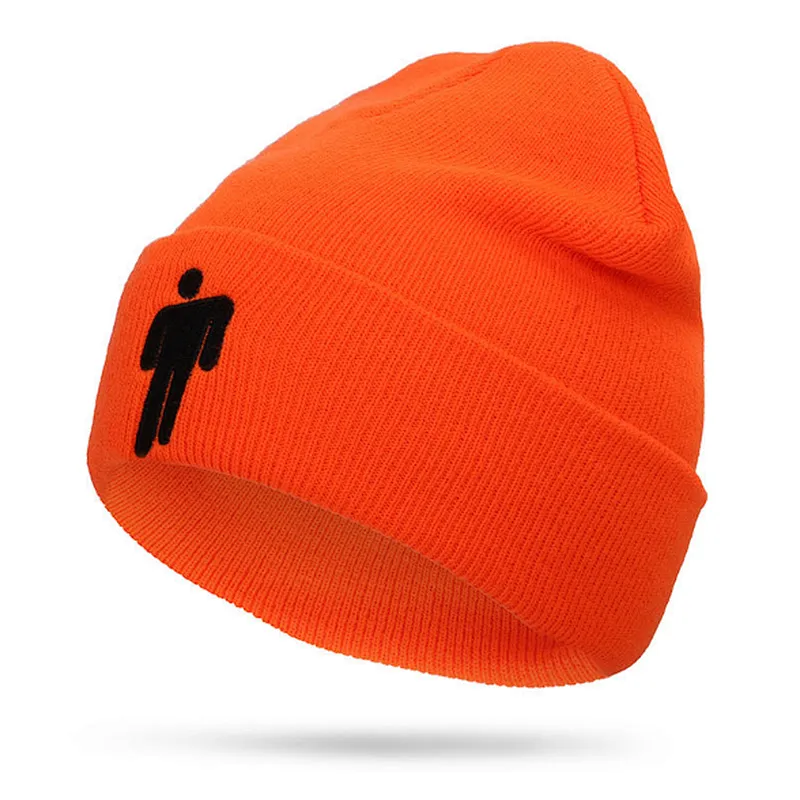 Wholesale Fashion adult custom embroidery logo billie eilish acrylic knitting beanie  winter hats