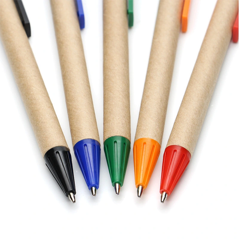 Eco-friendly Biodegradable kraft carton pen promotional cheap recycled paper pen custom logo