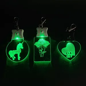 Factory high quality Direct custom logo High-Quality Crystal Wedding Gift led  Keychain promotion gift keychain