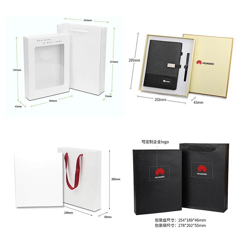 Hot sale  luxury business office gift notebook with pen powerbank USB cable and card holder