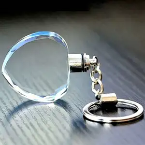 Top Grade Gift Engraving  Custom Shape Led Crystal keychain Heart Shaped Wedding /Party Gift  Keychain