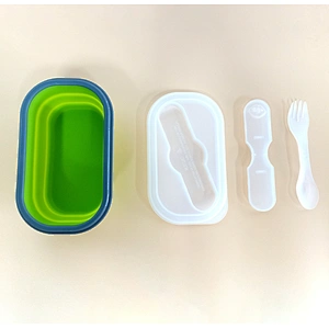 Hot Selling Food Grade BPA Free Single Cup Silicone Food Storage Container Collapsible Plastic  Spoon Lunch Bento Box