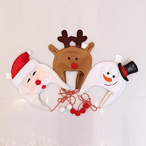 Christmas tree hats decorated adult children's hats children's drawstring cartoon Snowman moose Santa hat