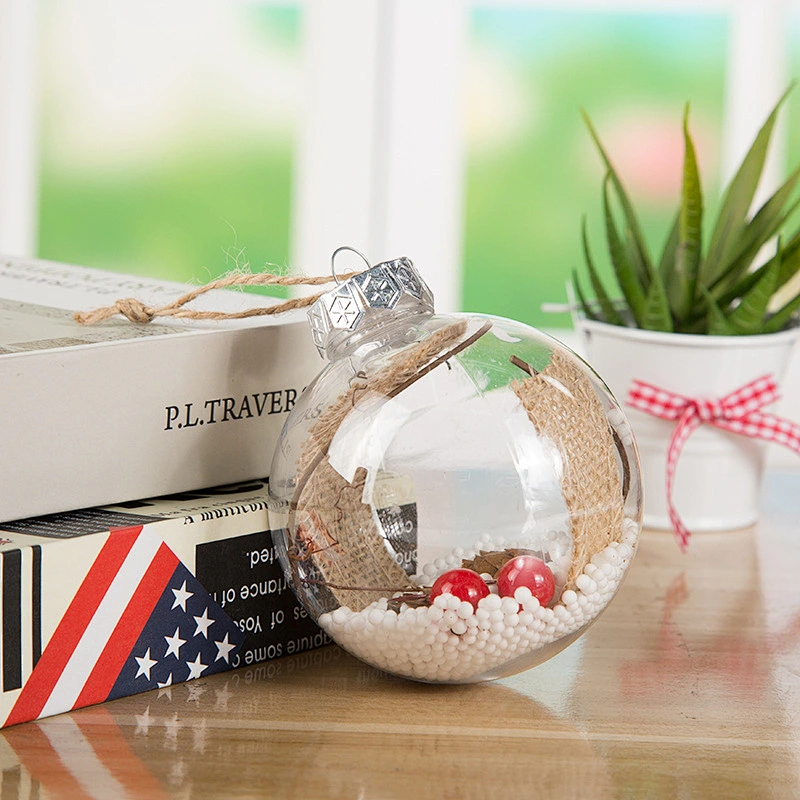 Ceiling Hanging and Christmas tree Transparent Plastic Christmas Balls 8cm With Snow Restaurant Bar Cafe Home Party Decorations