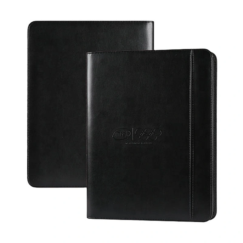 Custom luxury logo  Business Briefcase promotion gift File Folder Portfolio a4 Leather hardcover File Folder
