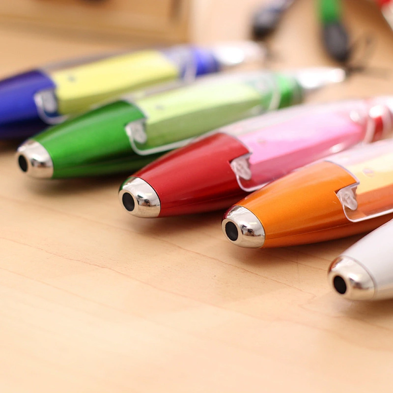 Creative custom LOGO multi-function ballpoint pen with LED light and hanging rope notepaper free gifts for clients promotion eve