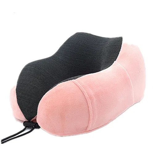 Memory U-shaped neck guard pillow with buckle cervical slow recovery neck pillow plush office nap pillow