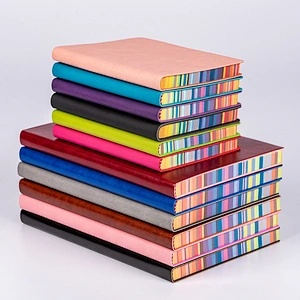 Soft PU Cover Customized Stamped Logo A5 A6 Creative Rainbow Edge Multi-color Promotional notebooks
