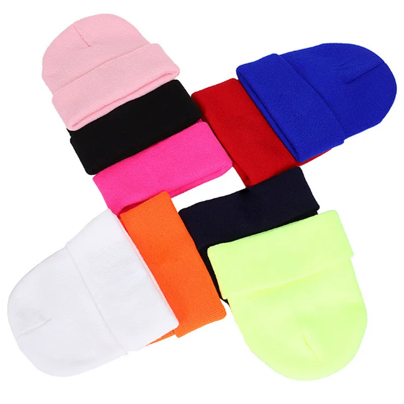 100% Acrylic knitting beanie embroidery winter hat custom logo OEM brand promotional items