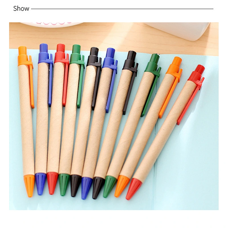 Eco-friendly Biodegradable kraft carton pen promotional cheap recycled paper pen custom logo