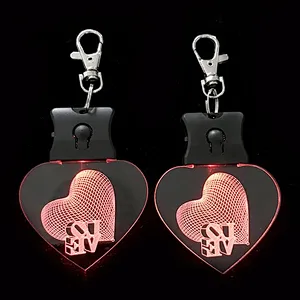 Factory high quality Direct custom logo High-Quality Crystal Wedding Gift led  Keychain promotion gift keychain