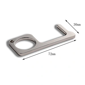 Custom logo EDC keychain door opener no touch key hands free door opener classic silver keychain