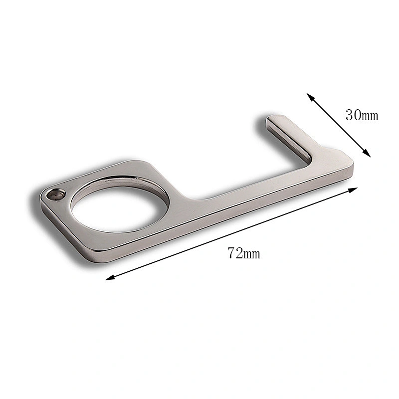 Custom logo EDC keychain door opener no touch key hands free door opener classic silver keychain