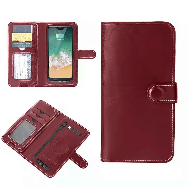 2021 New Design Multi-functional Phone Charging Wallet Money Clip Wireless Cable Built-in 6000Amh Power Bank Charging Wallet