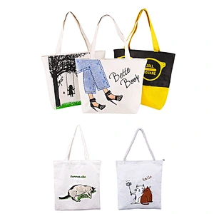 High quality Tote bags customizable printed cotton canvas fashion  natural cotton tote bag for women shopping