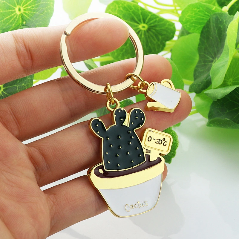 Luxury Mini Plant Design Blank Metal Key Chain Custom Logo Promotional Gift Various Plant Ring Holder Key Chain