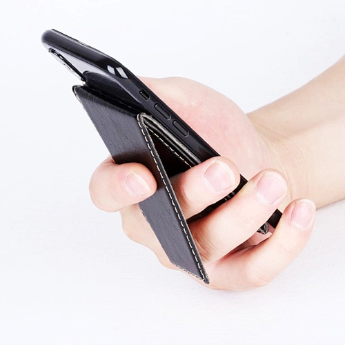 High Quality Custom logo RFID blocking PU leather backing adhesive phone stand &phone Credit Card Holders