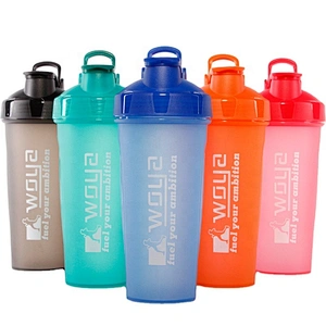 Custom logo 600 ml Food grade plastic nutrition fitness gym shake bottle whey powder protein sport shaker water bottle