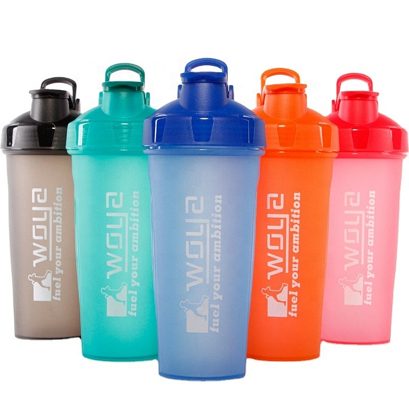 Custom logo 600 ml Food grade plastic nutrition fitness gym shake bottle whey powder protein sport shaker water bottle