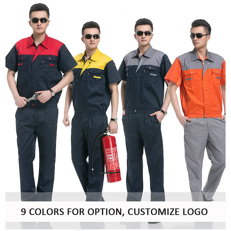 Hot sell  custom Short Sleeve Cotton workshop Supermarket advertising working out clothes set
