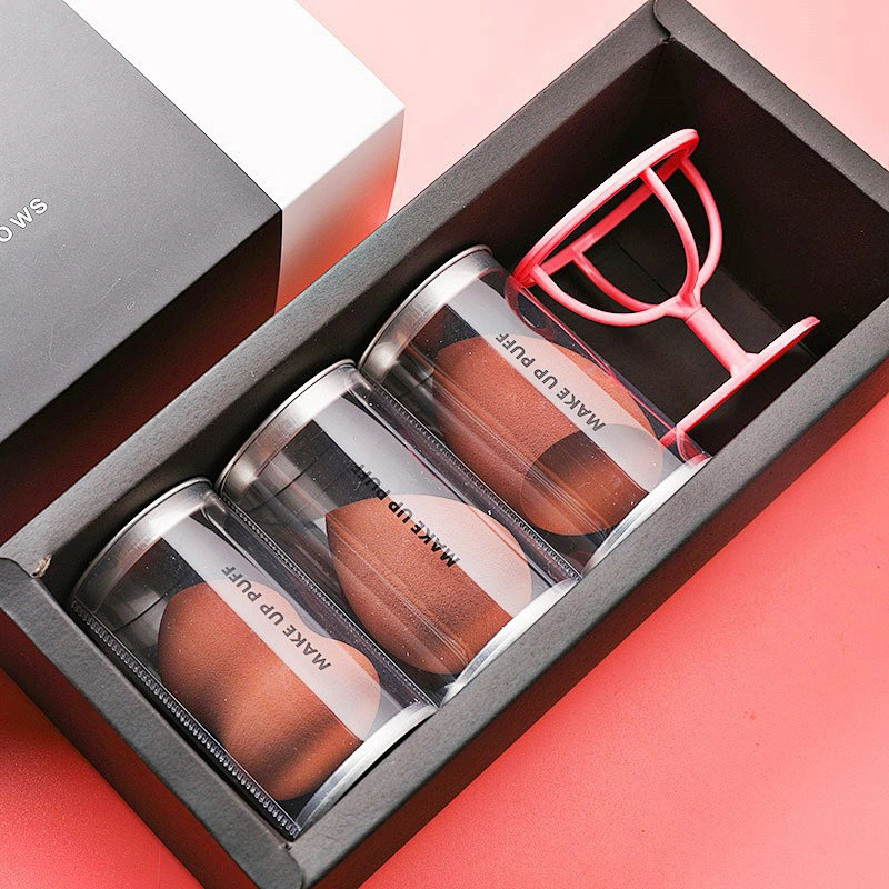 Fashion Hot Sale custom logo Makeup Sponges 3pcs/set Trends Beauty face Makeup Sponges  with Sponge Holder