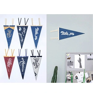 Wholesale Promotional Custom logo Festival Decorative Eco-friendly Recycle Silk screen printing hanging Triangle  felt flag