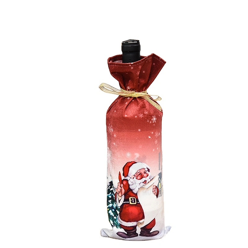 New Christmas decoration wine set creative cartoon printing Santa Claus wine cover