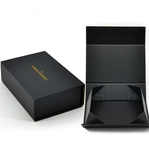 Custom High quality logo gift premium black gift box  fold cardboard  magnetic closure gift box
