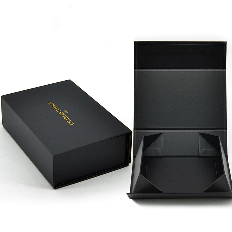Custom High quality logo gift premium black gift box  fold cardboard  magnetic closure gift box