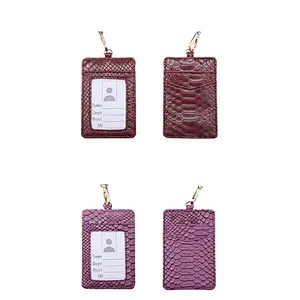 Custom logo High quality Leather PU Lanyard  working Card Badge Holder Promotional activities  working Card Holder