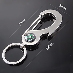 Multi-functional Mini Metal Key Chain Compass Bottle Opener Souvenir Promotional Gift Engraving Logo Silver Color Key Chains