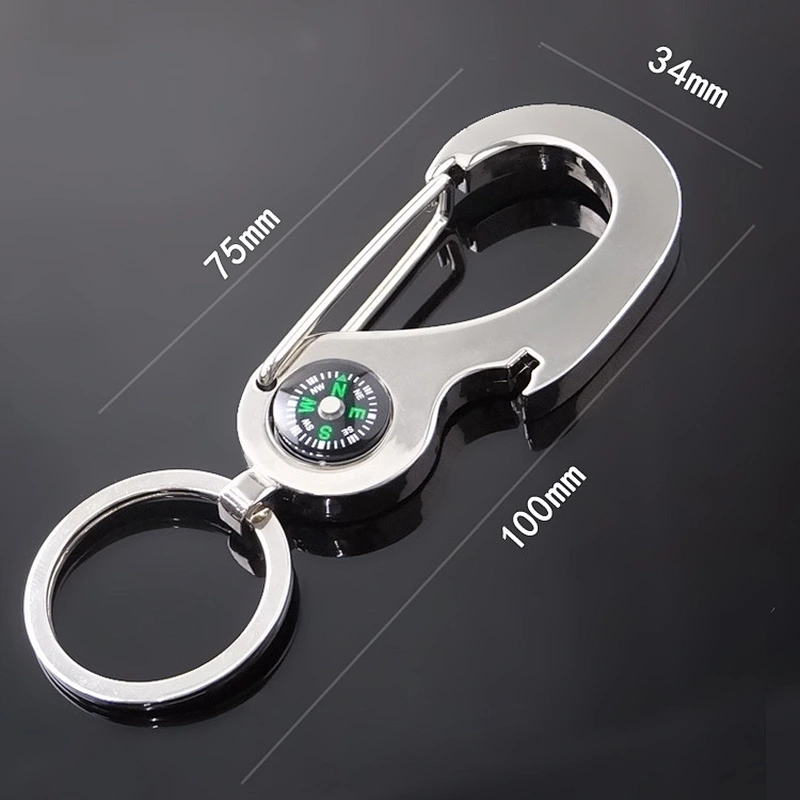 Multi-functional Mini Metal Key Chain Compass Bottle Opener Souvenir Promotional Gift Engraving Logo Silver Color Key Chains