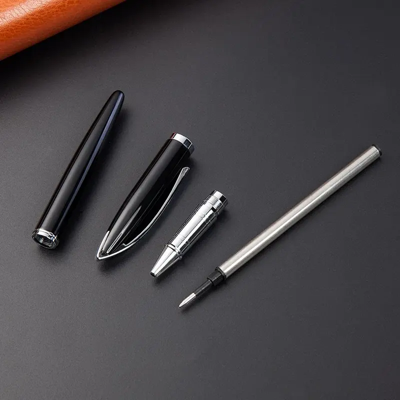 Luxury promotional custom logo ball pen with box metal gift black ball pen metal signature pen