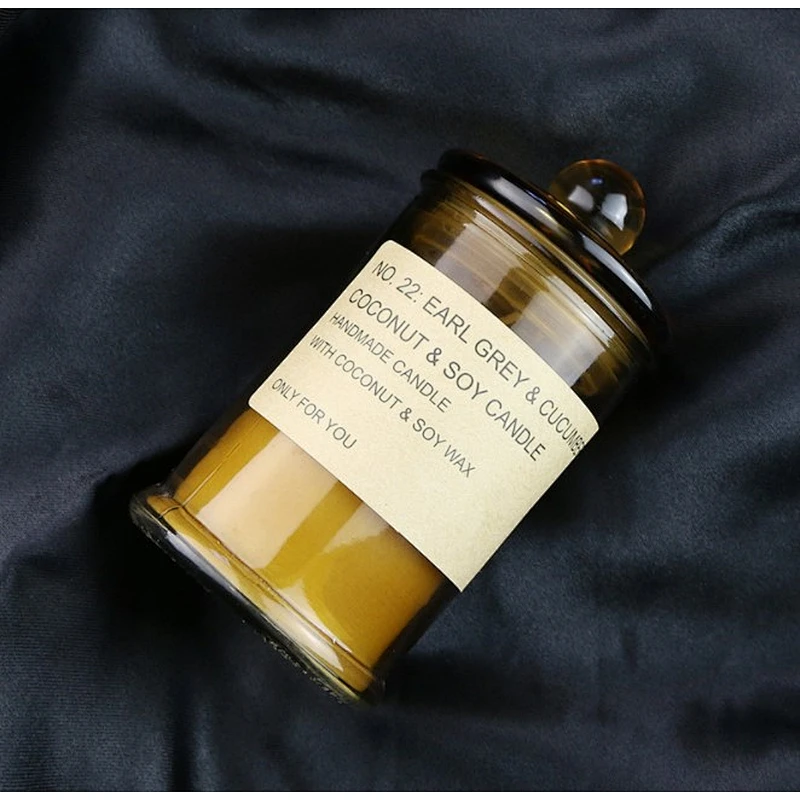 wholesale Luxury Amber Glass Scented Candle jar  custom logo wedding party Decoration candle jars