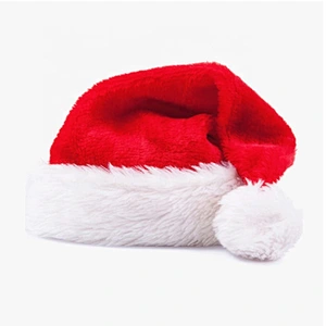 Wholesale custom high quality Christmas party supplies Santa New Year decoration Fabric Classic red hats