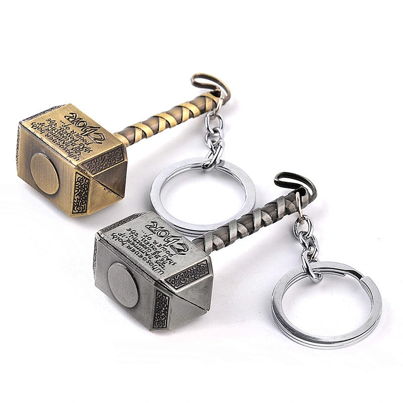 High Quality Custom Logo Thor Hammer Metal Key Chain Men Zinc Alloy  Metal Chaveiro Women Gifts