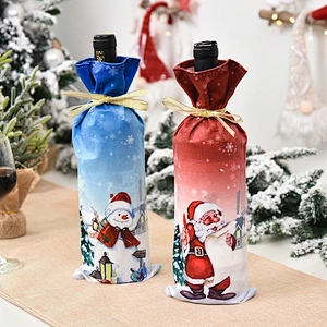 New Christmas decoration wine set creative cartoon printing Santa Claus wine cover