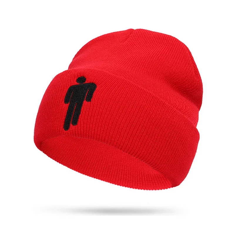 Wholesale Fashion adult custom embroidery logo billie eilish acrylic knitting beanie  winter hats