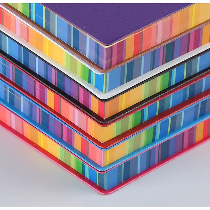 Soft PU Cover Customized Stamped Logo A5 A6 Creative Rainbow Edge Multi-color Promotional notebooks