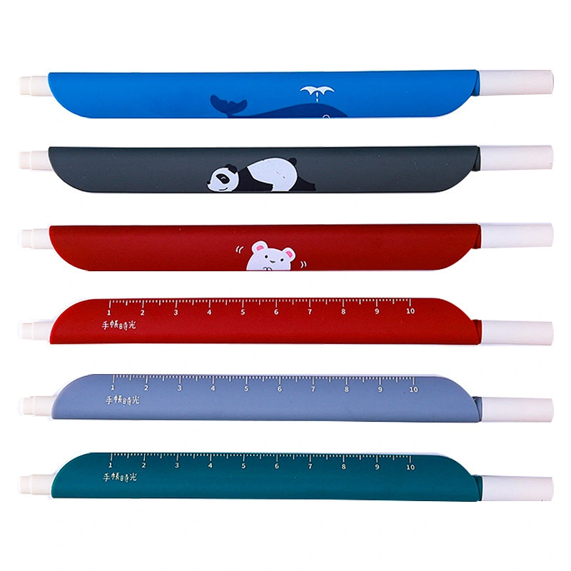 Creative gel-ink pen with ruler multi-color cartoon neutral pen with measure custom logo 0.5mm student signature pen