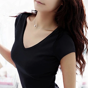 High Quality Custom logo Short Sleeve V-Neck  Women's T-Shirt activities promotion team wear T-Shirt