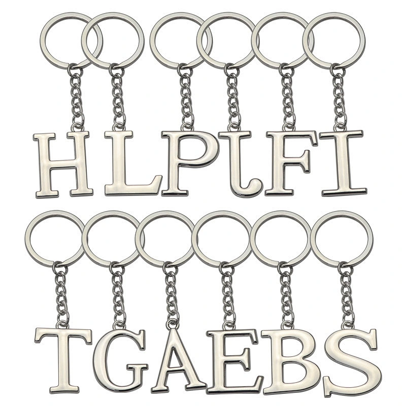 Promotional Gift Mini Metal Letters Key Chain Custom Logo Block Letters Blank Key Chains