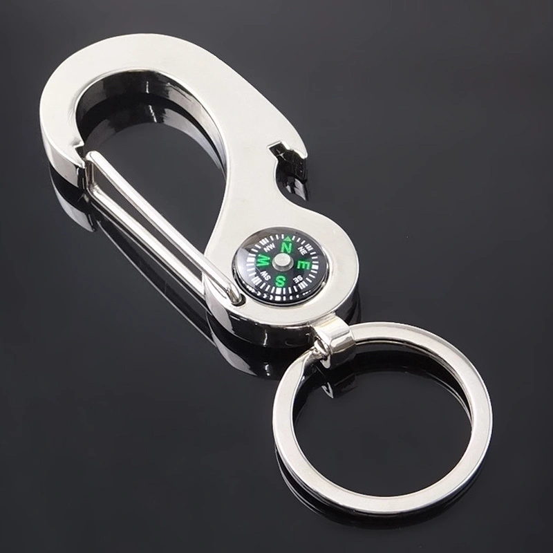 Multi-functional Mini Metal Key Chain Compass Bottle Opener Souvenir Promotional Gift Engraving Logo Silver Color Key Chains