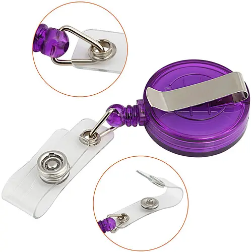 Custom logo High quality ABS Plastic Casing Retractable Badge Reels Carabiner Reel Clip On ID holders Keychain