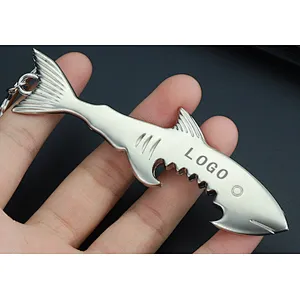 Hot Sale Multi-functional Mini Shark Shaped Metal Key Chain Promotional Gift Bottle Opener Key Chains