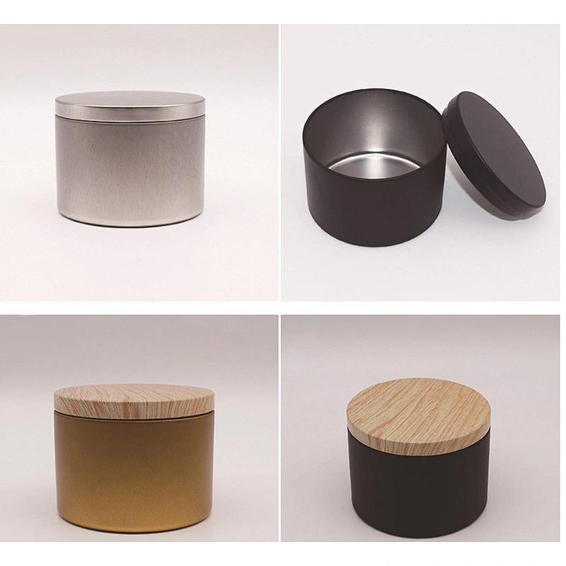 New Arrival Tin Box with Metal Wooden Lid Scented Candle Jar Mini Storage Tin Jar Candles Holder Empty Container