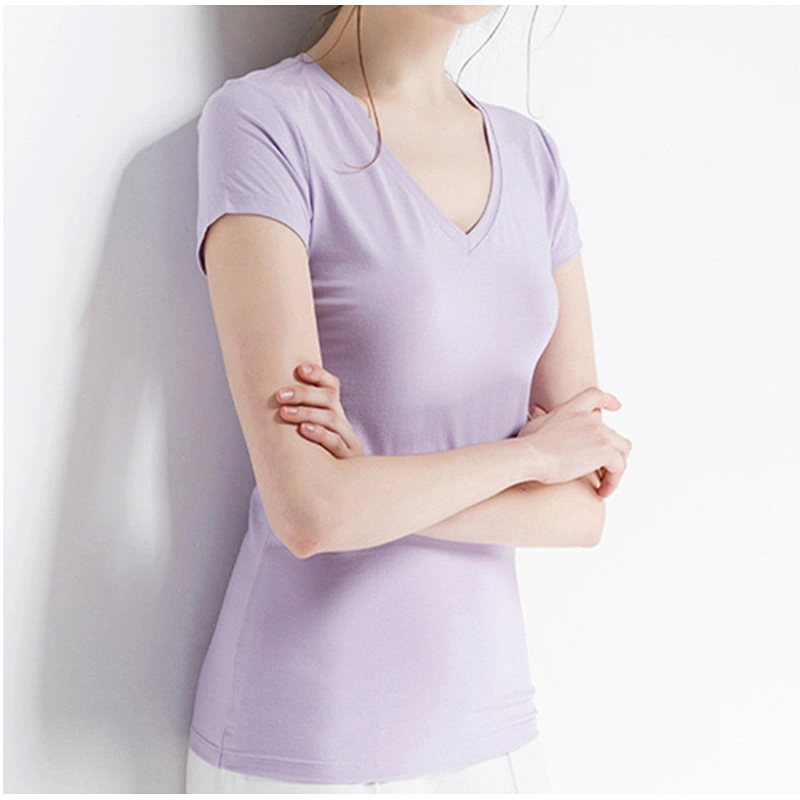 High Quality Custom logo Short Sleeve V-Neck  Women's T-Shirt activities promotion team wear T-Shirt